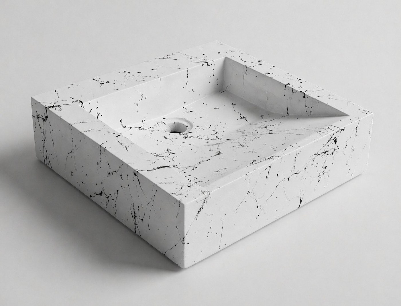 Vasque marbre blanc noir Ondéa