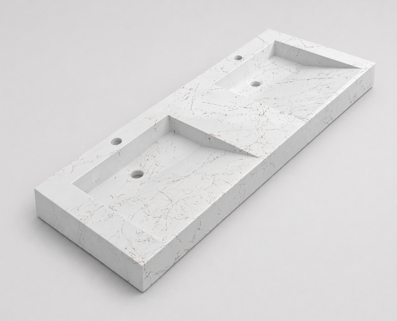 Plan double vasque marbre or blanc Ondéa